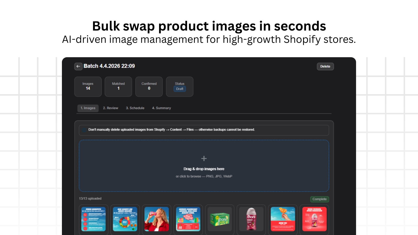VisualFlow: Batch-Ansicht mit Upload und KI-Matching der Produktbilder
